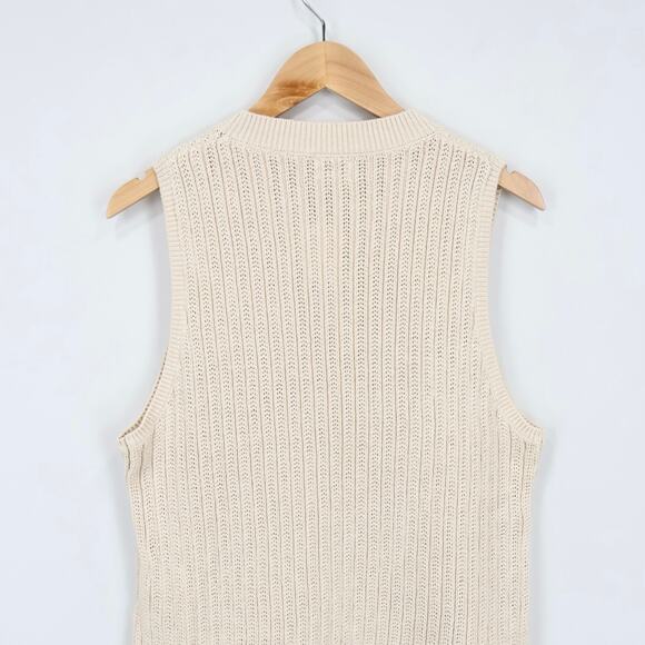 NWT J.Crew Factory Fringe Knit Sleeveless Sweater-Tank Dusty Ivory Natural Large - Picture 6 of 10